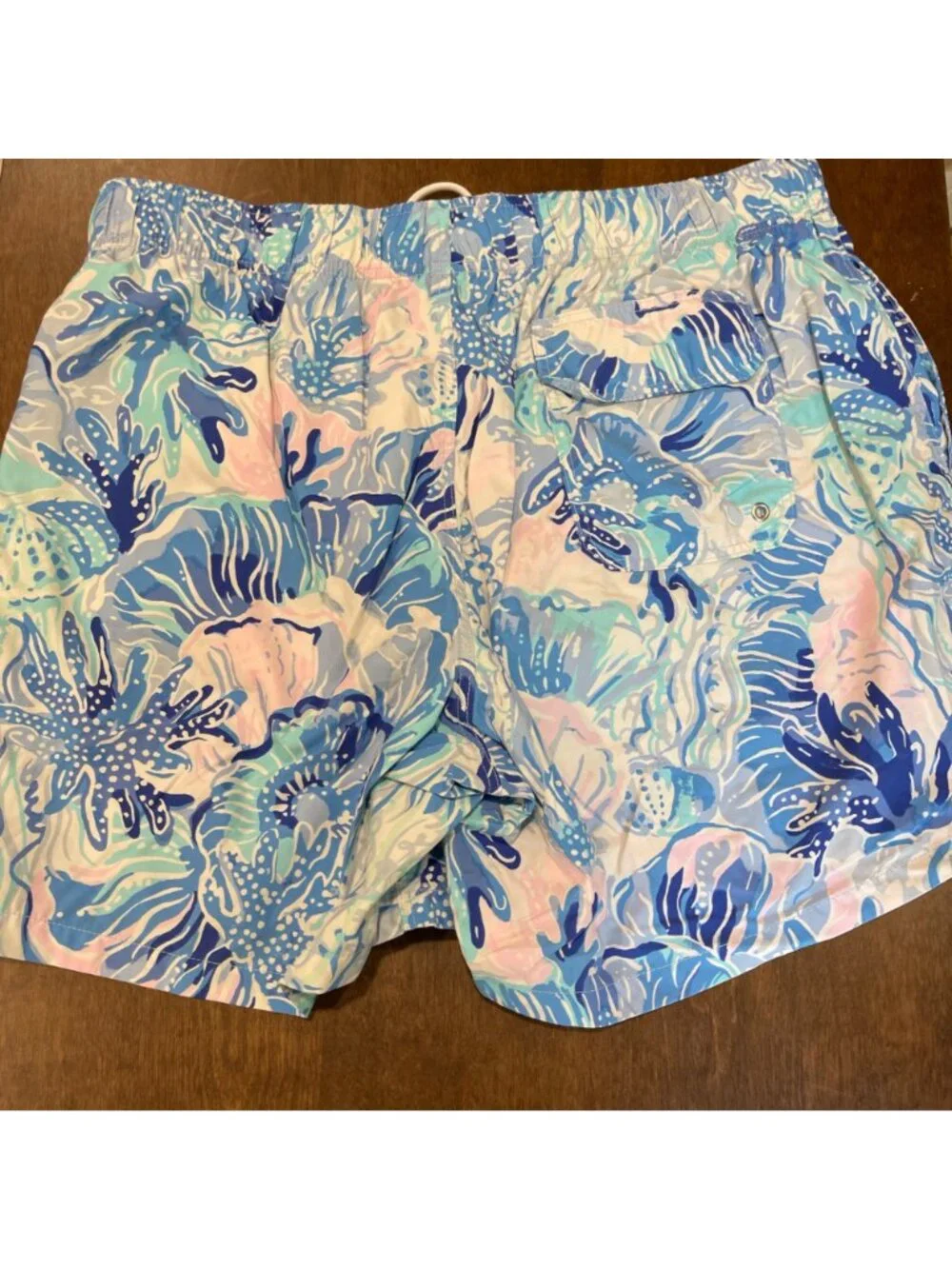 Lilly Pulitzer Capri Swim Trunks Men's‎ Size XL Blue Pink Coral Reef Print Beach